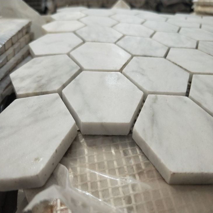 Carrara Marble Hex Mosaic (4) Carrara Marble Hex Mosaic (4)