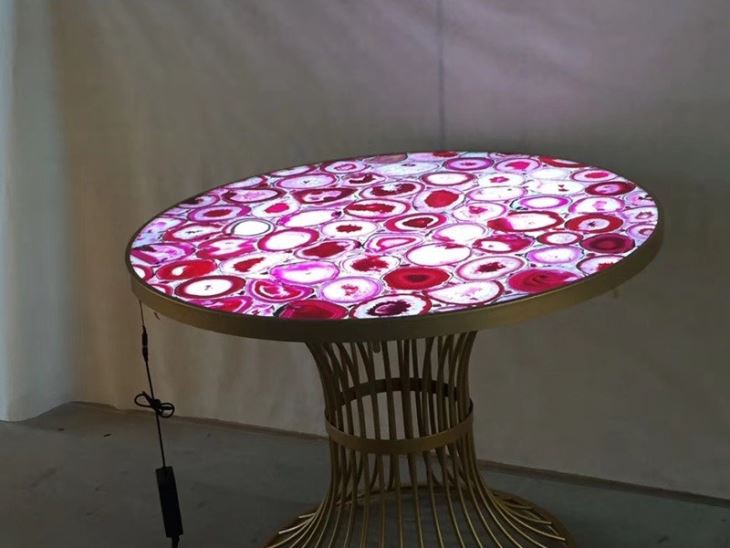 Pink Semi Precious Stone Table Top
